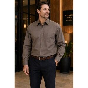 Alexander Lloyd Menswear Tall 18-1/2 35/36 Gray Cotton Blend Button-Down Shirt